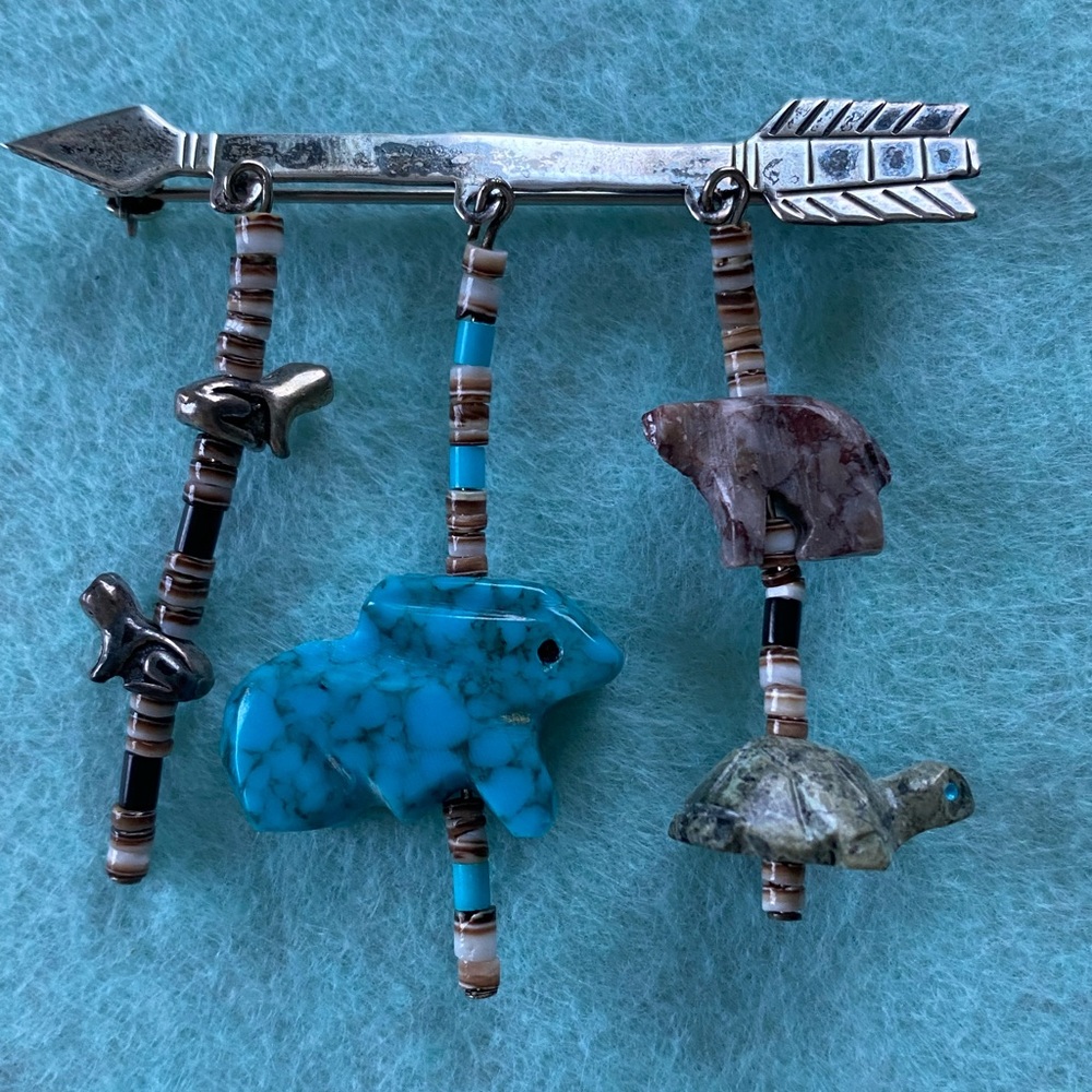 Handcrafted vintage Turquoise and Sterling Silver pin